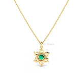 Sun Pendant Necklace - 18k Gold Plated - Black Onyx Gemstone Pendant - Sterling Silver - Minimalist Charm Necklace - Gift For Her
